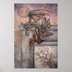 Póster de arte de hada y dragón por Molly Harrison