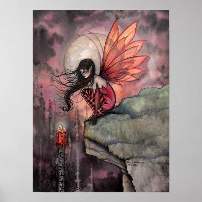 Póster de arte de hadas de fantasía de la llama de (Frente)