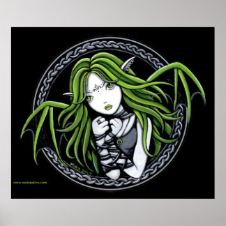 Poster de arte de hadas gótico Green Bat