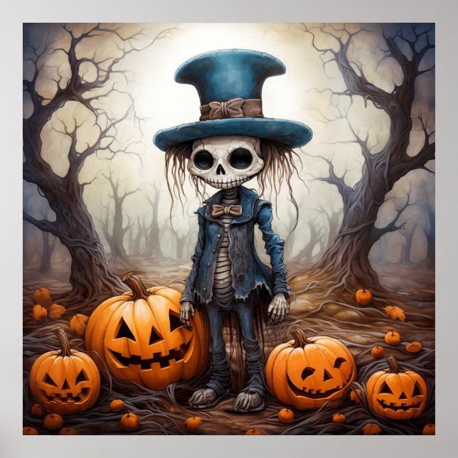 Poster de Arte de Halloween Skeleton (Frente)