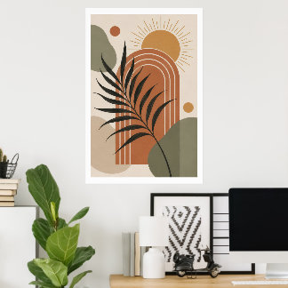 Póster de Arte de Hoja de Palma Boho Moderna