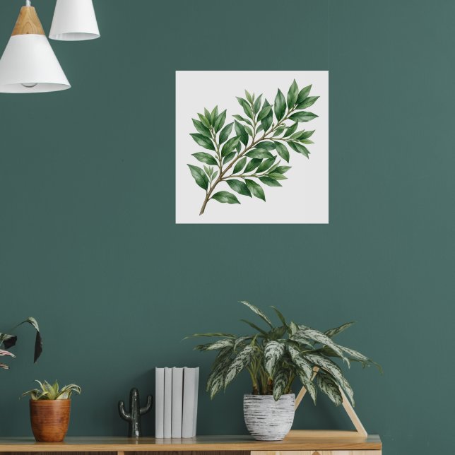 Póster de Arte de Hojas Botánicas Verdes (Salón 1)