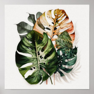 Póster de Arte de Hojas de Monstera