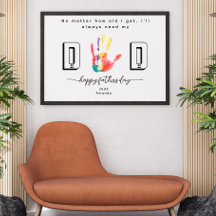 Póster de Arte de Huella de Mano del Día del Padre