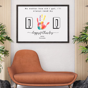 Póster de Arte de Huella de Mano del Día del Padre