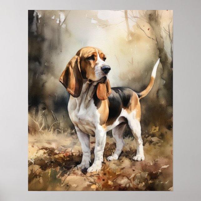 Póster de Arte de Impresión de Basset Hound (Frente)