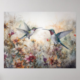 Póster de Arte de Impresión de Colibrí