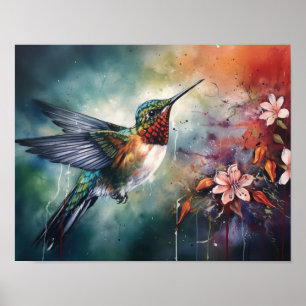 Póster de Arte de Impresión de Colibrí