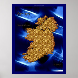 Poster de Arte de Irlanda en el Mapa de Éirinn