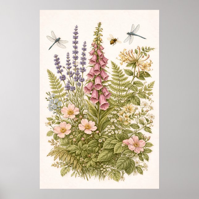 Póster de arte de jardín de flores silvestres botá (Frente)