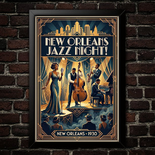 Póster de arte de jazz vintage de los años 30
