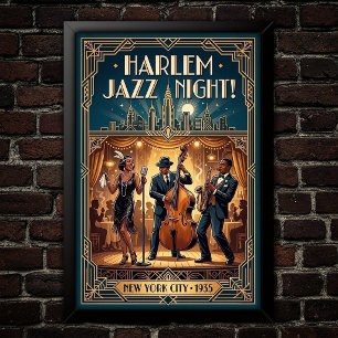 Póster de arte de jazz vintage de los años 30