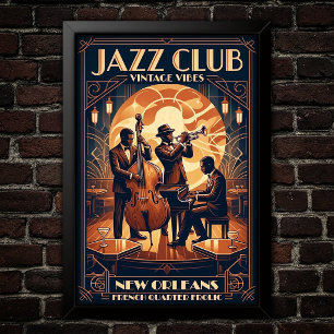 Póster de arte de jazz vintage de los años 30