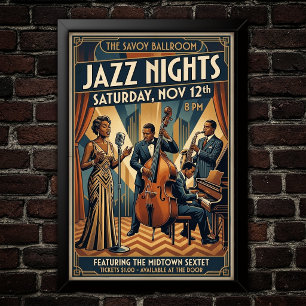 Póster de arte de Jazz Vintage de los años 30