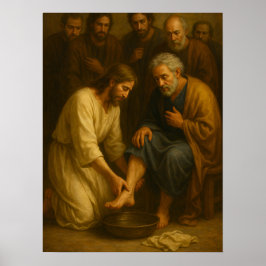 Póster de arte de Jesucristo lavando los pies de l