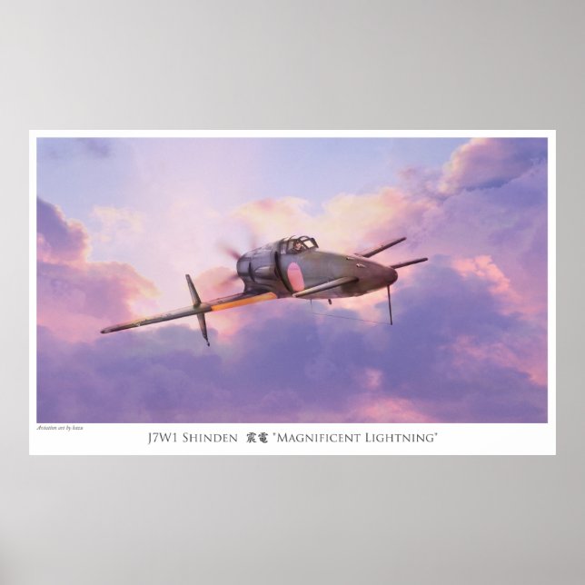 Poster de arte de la aviación "電 de 震 J7W1 Shinden (Frente)