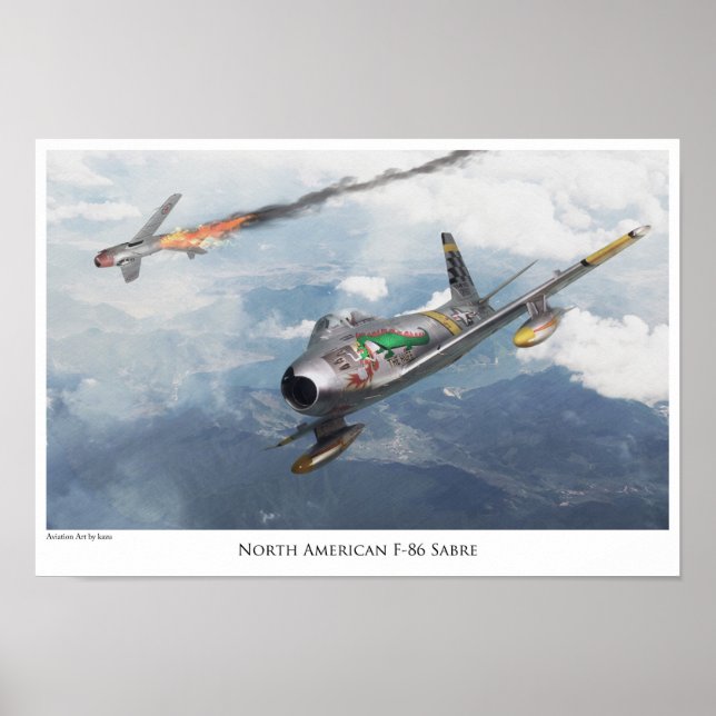 Poster de arte de la aviación "F-86 Saber" (Frente)