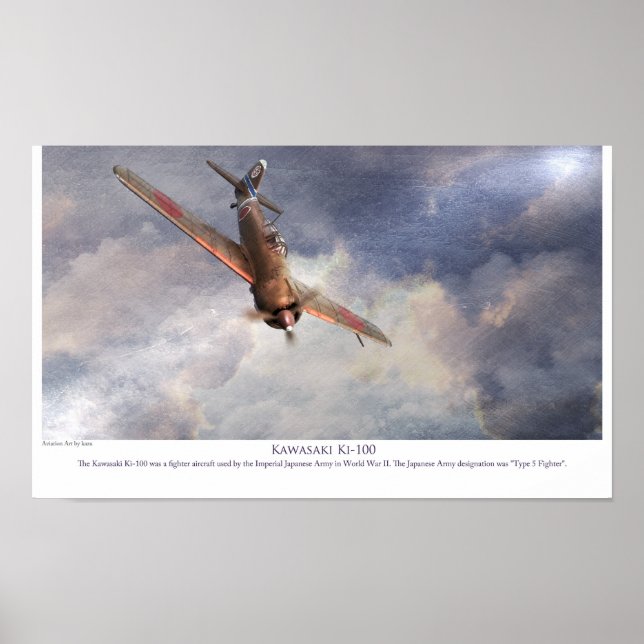 Poster de arte de la aviación "Kawasaki Ki-100" (Frente)