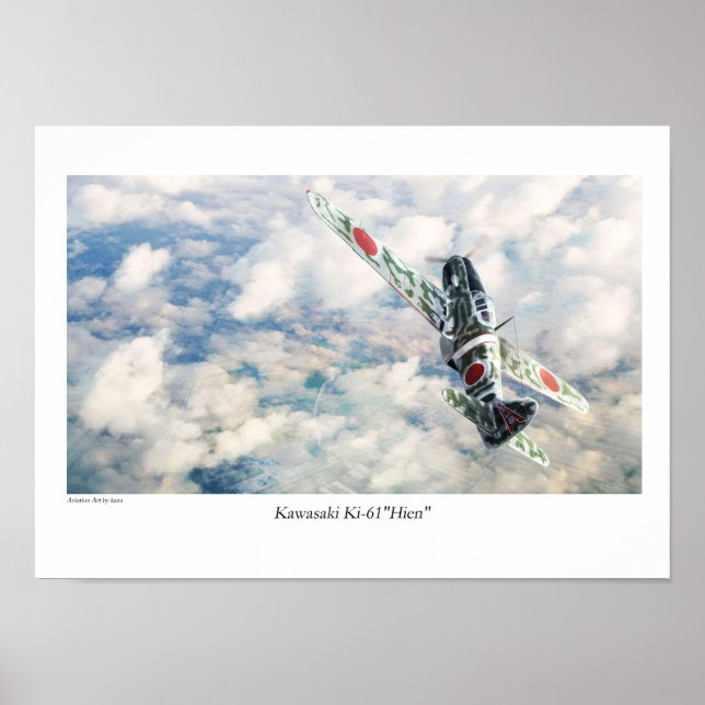 Poster de arte de la aviación "Kawasaki Ki-61 Hien (Frente)