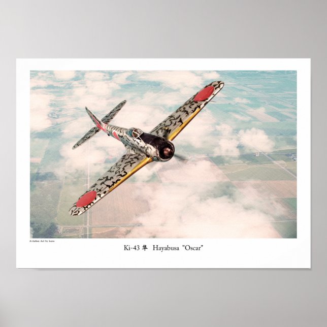 Poster de arte de la aviación "Nakajima Ki-43 隼 Os (Frente)