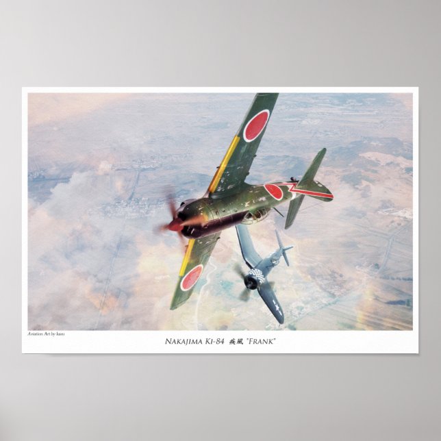 Poster de arte de la aviación "‪ Nakajima Ki-84"Fr (Frente)