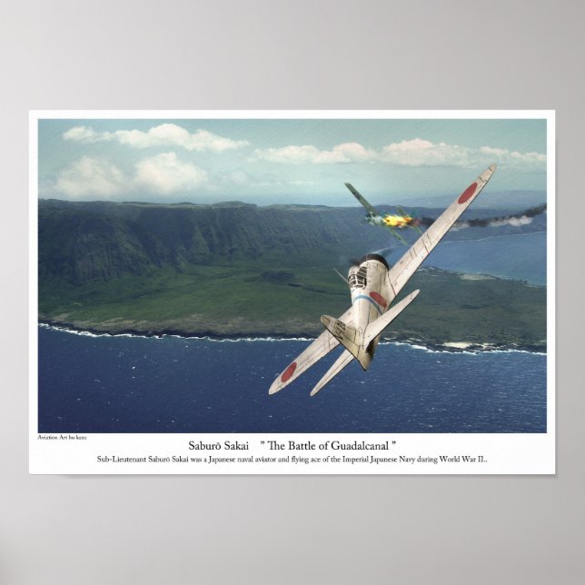 Poster de arte de la aviación "Samurai Saburo Saka (Frente)