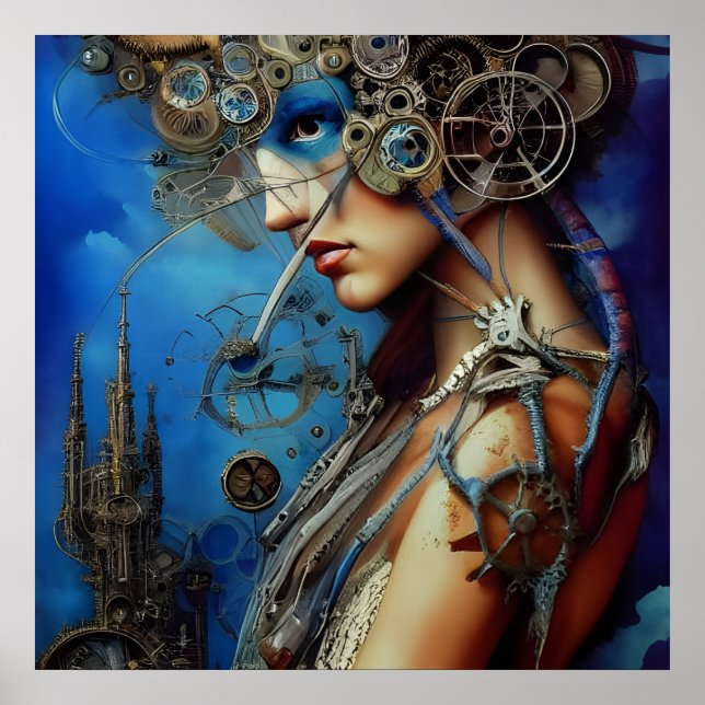 Poster de arte de la diosa Steampunk (Frente)