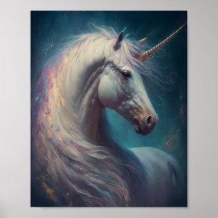 Poster de arte de la fantasía de Unicorn