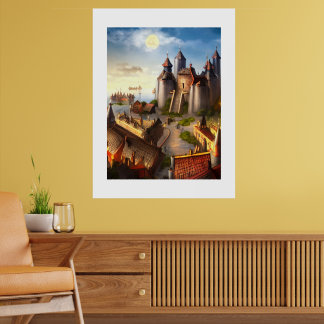 Poster de arte de la fantasía digital del castillo