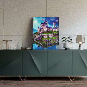 Poster de arte de la fantasía digital del castillo