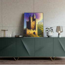 Poster de arte de la fantasía digital del castillo