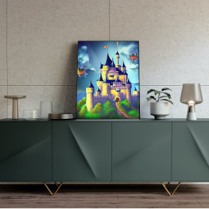 Poster de arte de la fantasía digital del castillo