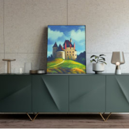 Poster de arte de la fantasía digital del castillo