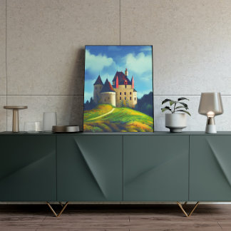 Poster de arte de la fantasía digital del castillo