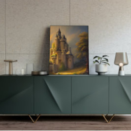 Poster de arte de la fantasía digital del castillo