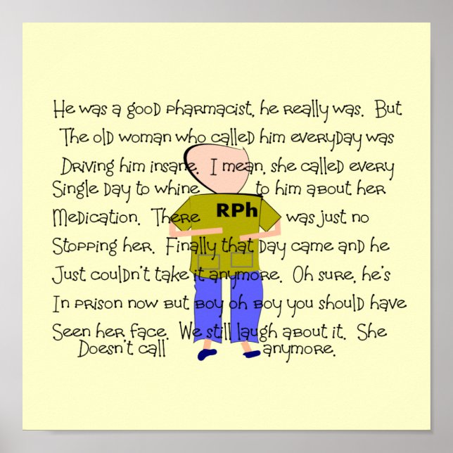 Poster de arte de la farmacia que "lo perdió"—Grac (Frente)