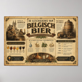 Póster de arte de la herencia de la cerveza belga 
