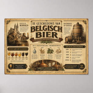 Póster de arte de la herencia de la cerveza belga