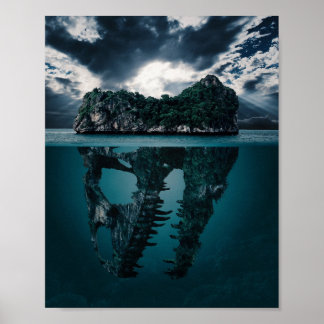 Poster de arte de la Isla de la Fantasía Oscura