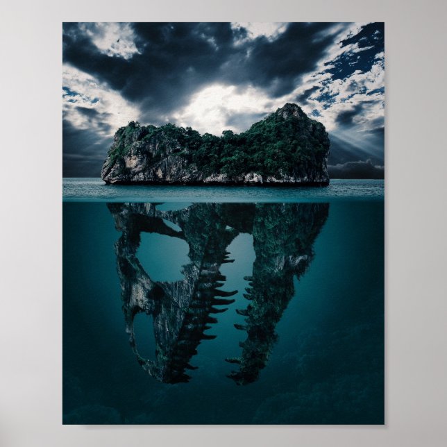 Poster de arte de la Isla de la Fantasía Oscura (Frente)