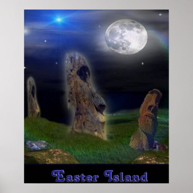 Póster de arte de la Isla de Pascua (Frente)
