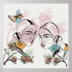 Poster de arte de la línea africana de arte de Boh