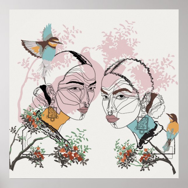 Poster de arte de la línea africana de arte de Boh (Frente)