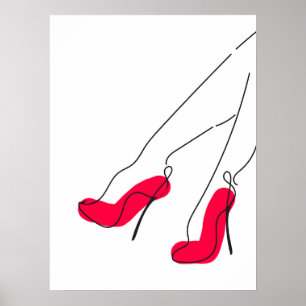 Poster de arte de la línea de calzado de tacones a