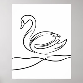 Poster de arte de la línea Swan | Vida silvestre d