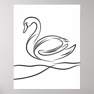 Poster de arte de la línea Swan | Vida silvestre d