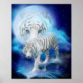 Poster de arte de la luna del tigre blanco/impresi