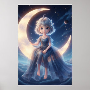 Póster de arte de la noche estrellada de la hada d