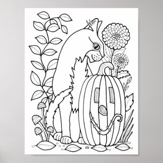 Poster de arte de la página de coloración de gatos