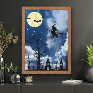 Poster de arte de la pared de Halloween en la Luna